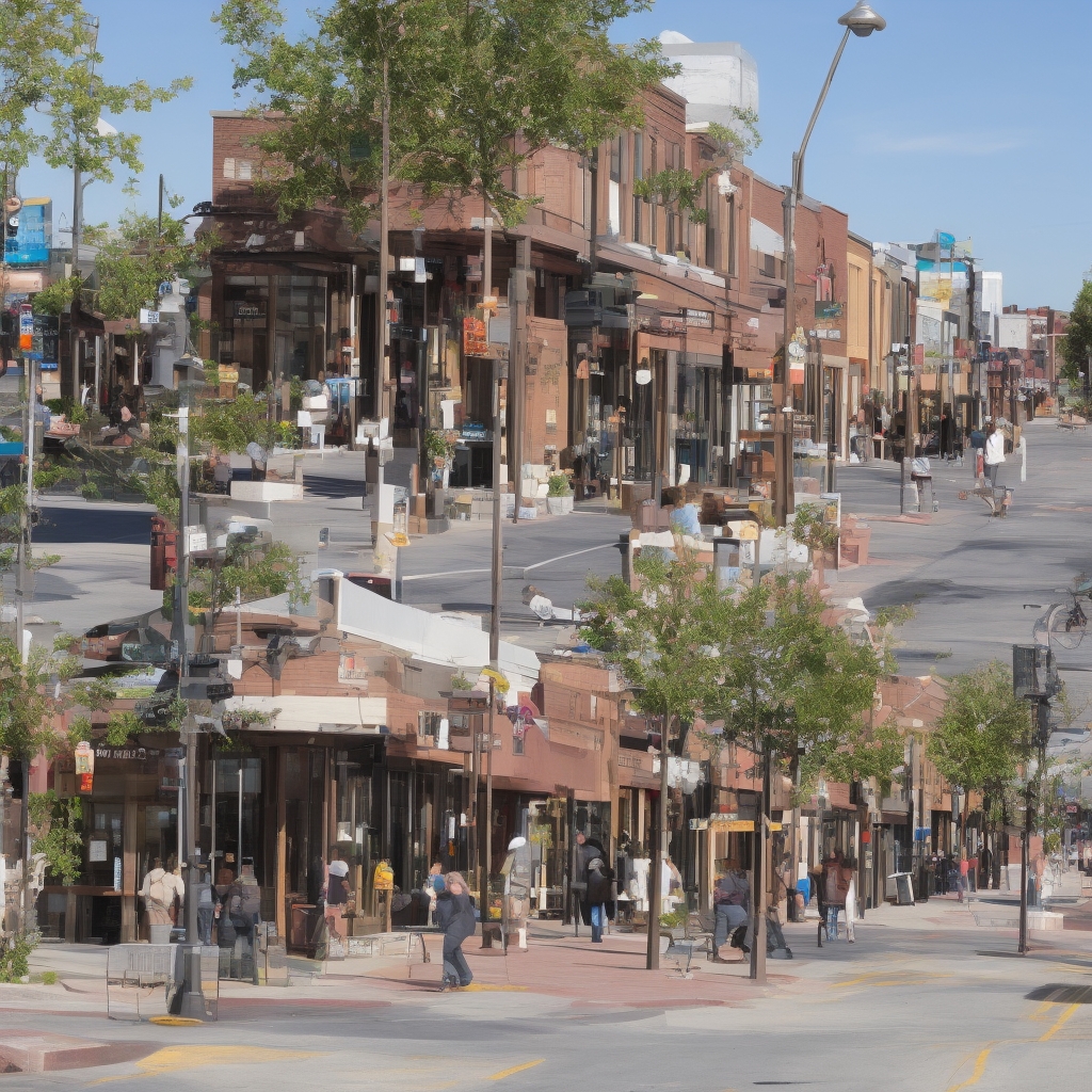Well-maintained local main street with neighborhood businesses showing quality craftsmanship